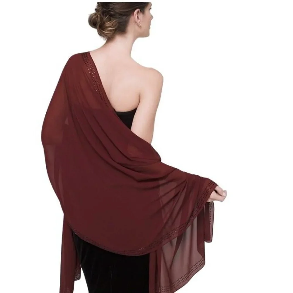 White House Black Market Wrap Scarf Sheer Embellished NEW $89 Romantic Feminine